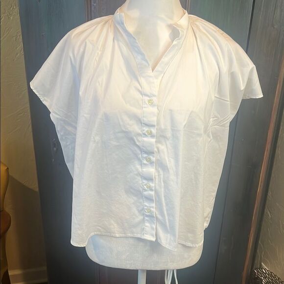 The Shirt by Rochelle Behrens THE FLUTTER SHOULDER SHORT SLEEVE SHIRT , size S - Picture 1 of 8